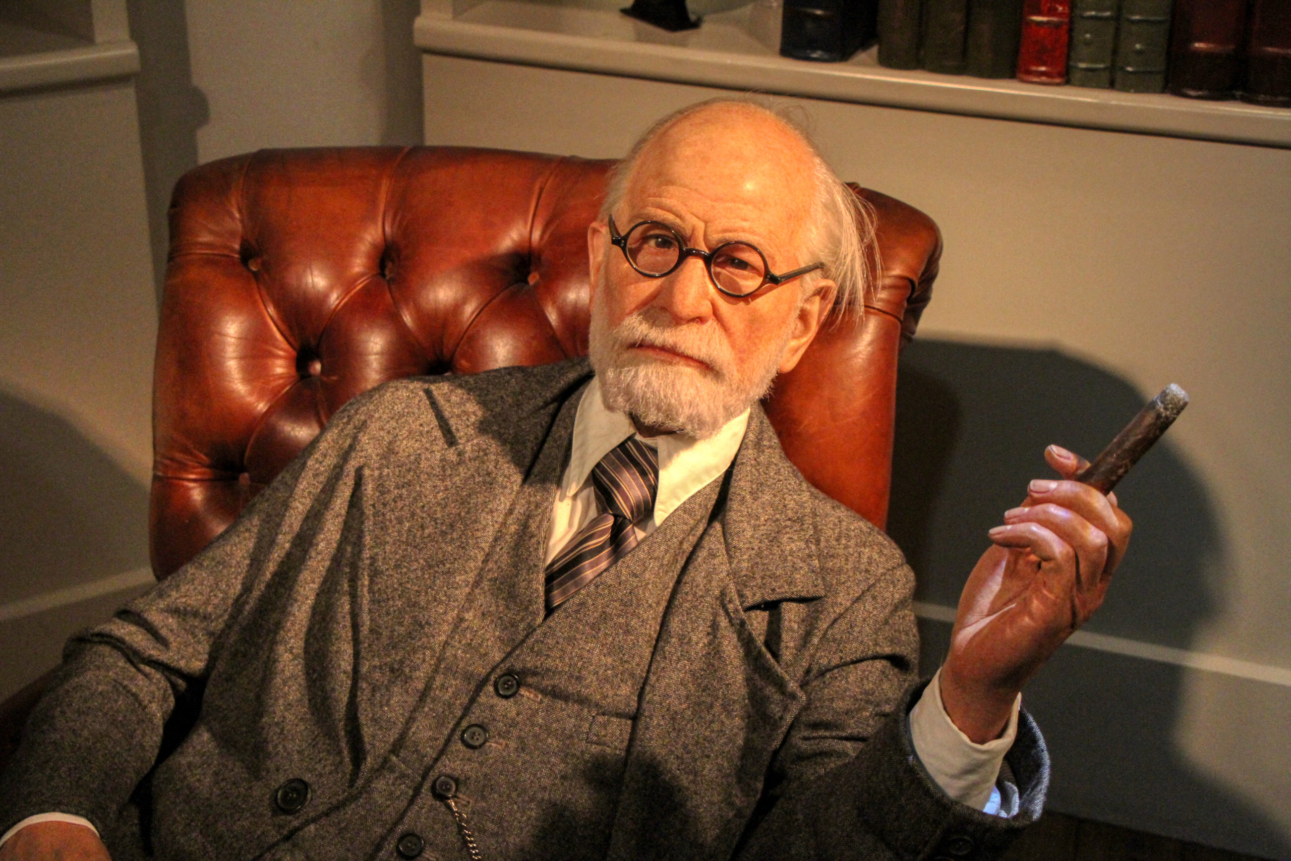 Sigmund Freud voksfigurer i Madame Tussauds museum i Berlin,