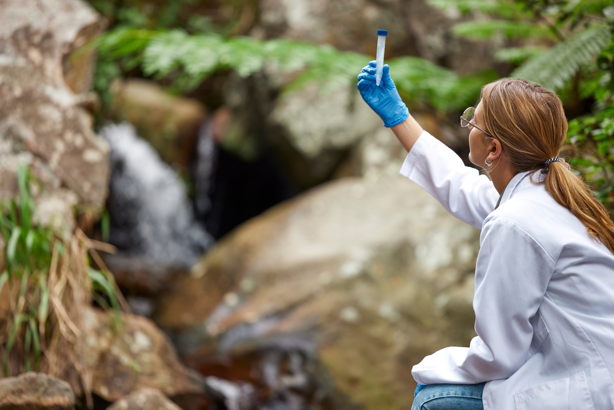 Science,,Nature,And,Woman,With,Water,In,Test,Tube,For