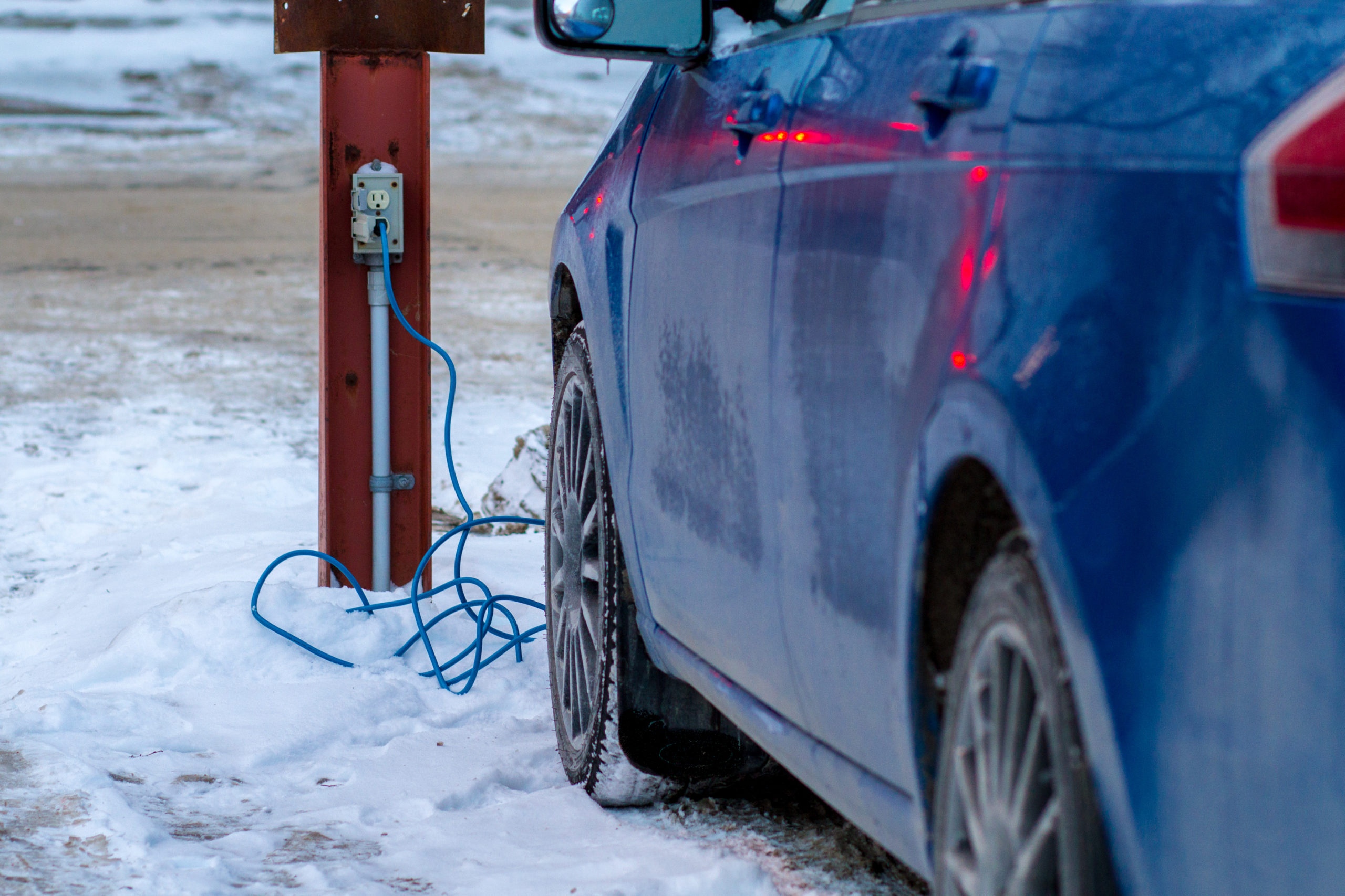 Car,Plugged,In,During,The,Frigid,Canadian,Winter,Months